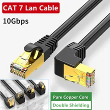 Cat7 Ethernet Cable Lan Cable SFTP RJ45 Network Cable Right Angle 90 Degree for Compatible Patch Cord for Computer Router Laptop