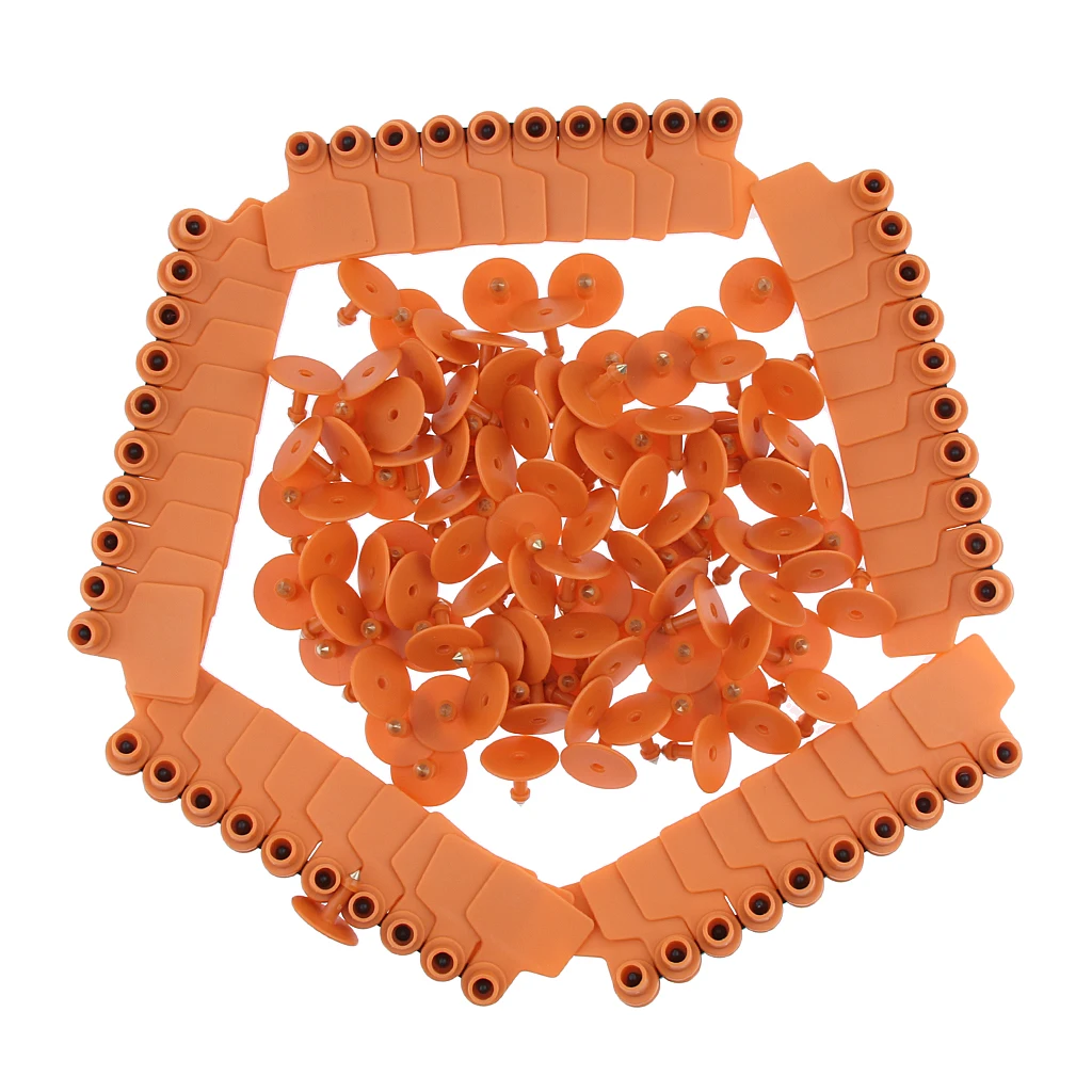 100 штук пустой свиней корова скота Ушные бирки маркер анти-коррозия оранжевый |