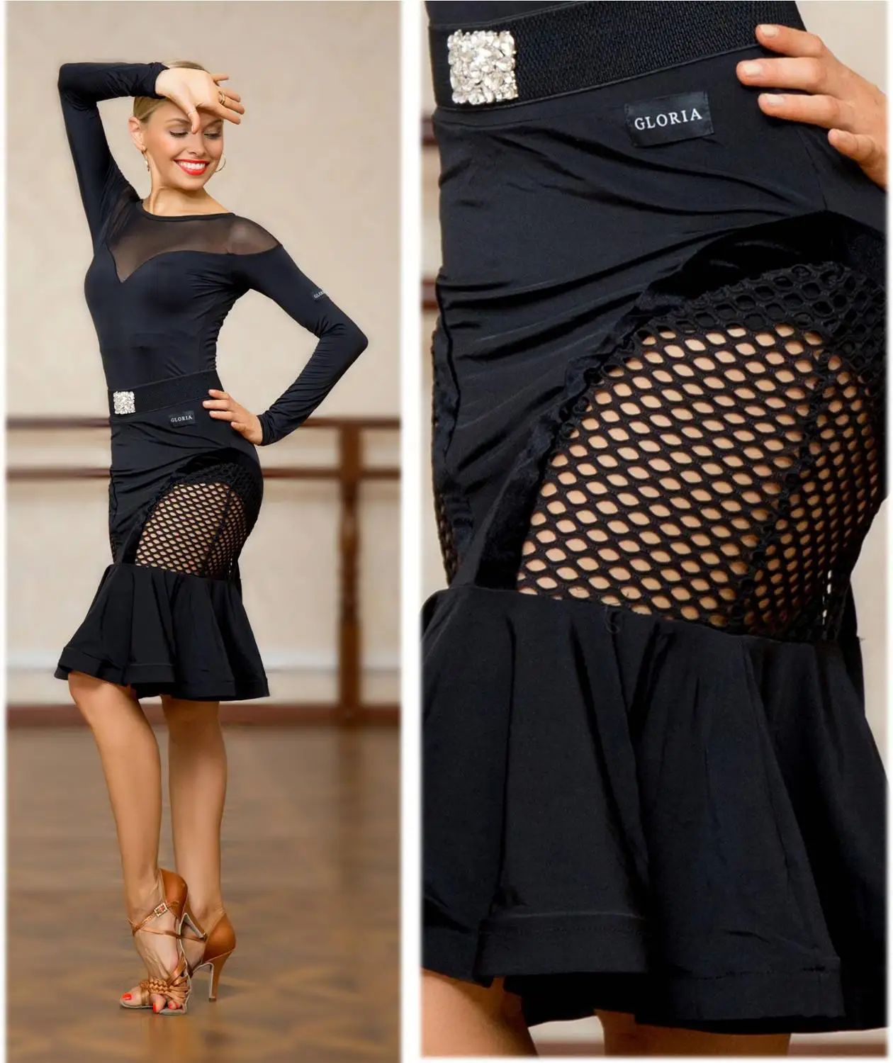 Серия SuperStar: профессиональная юбка для латиноамериканских бальных танцев G2051 с