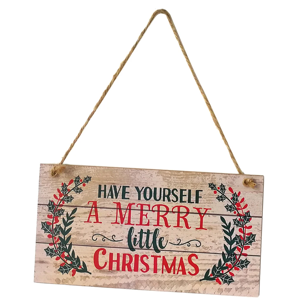 

Merry Christmas Board, Welcome Sign Hanging Wall Plaque Decoration with Jute Rope Hanger Party Holidays Favors