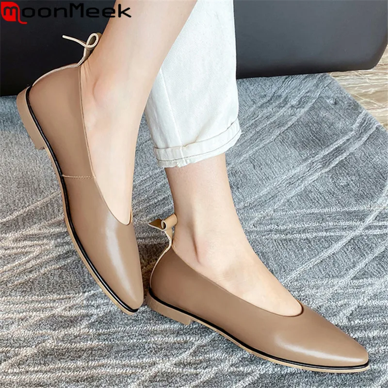 MoonMeek/2020 Новое поступление Модные женские туфли на плоской подошве Удобные