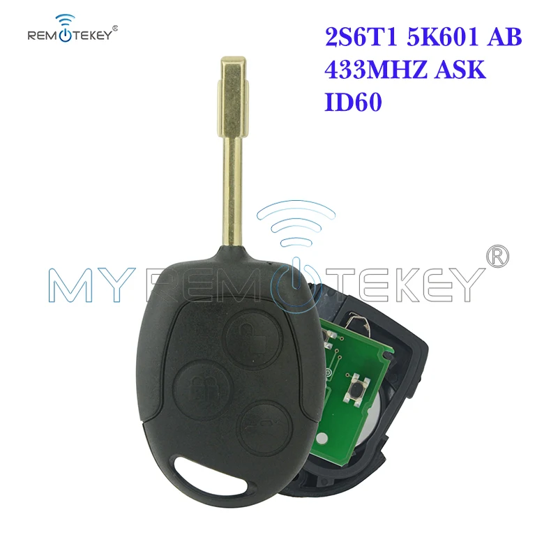 Remtekey дистанционного ключа для Ford Focus Transit Connect 2001 2002 2003 2004 2005 ID60 433 МГц FO21 3 кнопки