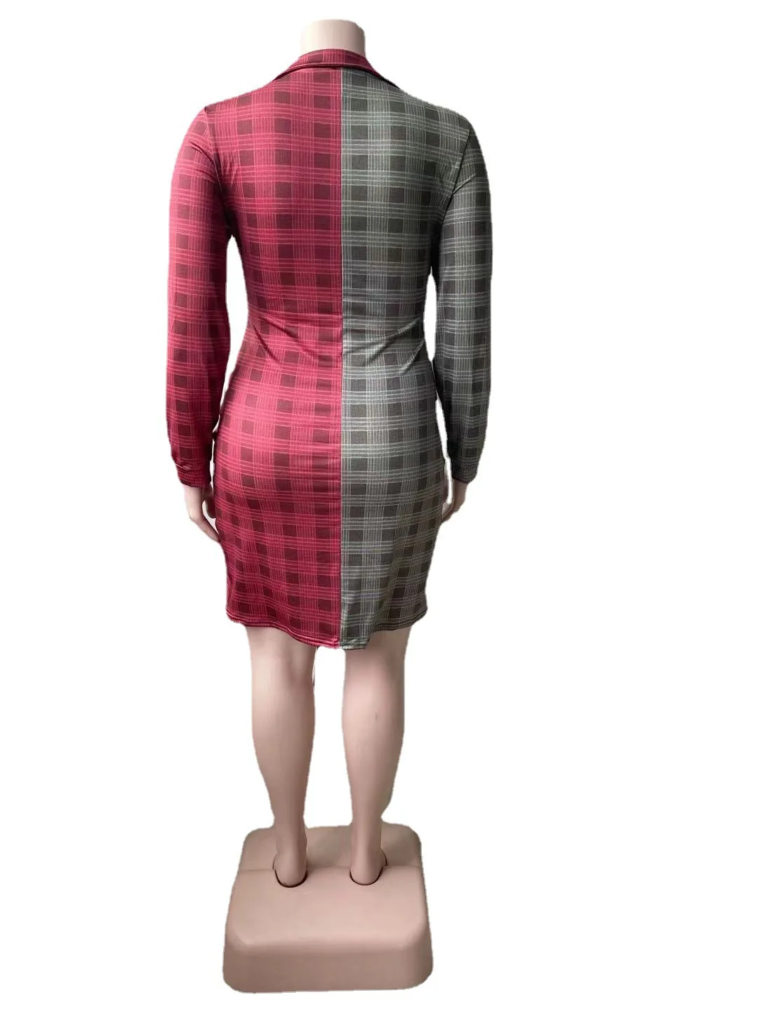 

5Xl Plus Size Women's Sexy Short Dress with V-Neck Dress Stitching Contrast Pleated Dress with Rope