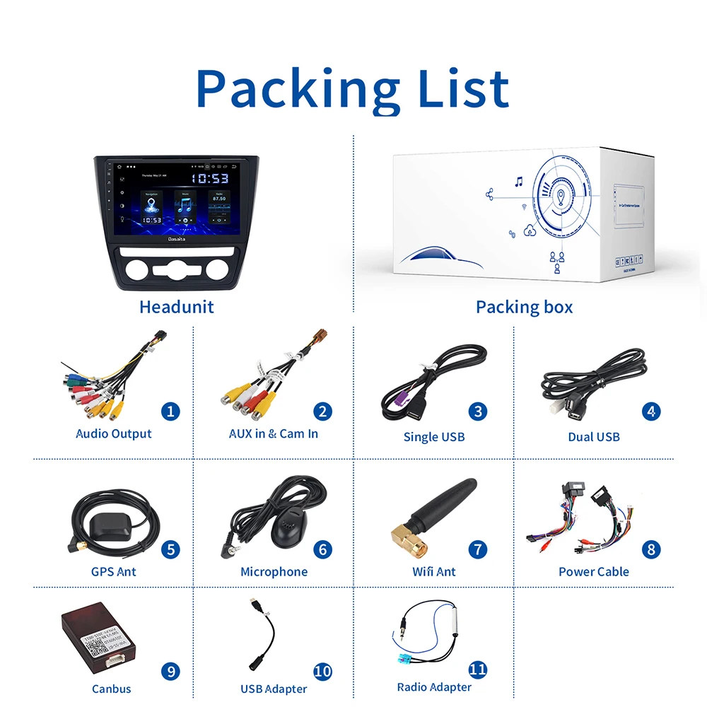 

Dasaita 10.2'' Android 10.0 Car Radio Player Stereo for Skoda Yeti 2009 2010 2011 2012 GPS Navigation Bluetooth 4GB RAM TDA7850