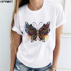 Женская футболка с принтом бабочки, топы, футболки с коротким рукавом, повседневная одежда Ulzzang, kawaii harajuku, Прямая поставка, винтажная женская футболка