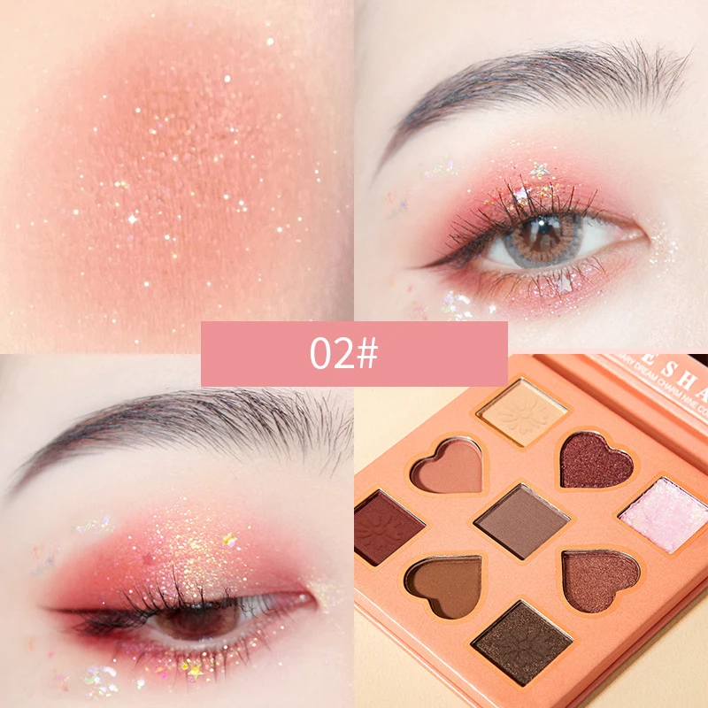 1PC Matte Pearlescent Nine-color Eyeshadow Palette Shimmer High Pigmented Shadows Waterproof Eye Shadow Glitter TSLM2 |