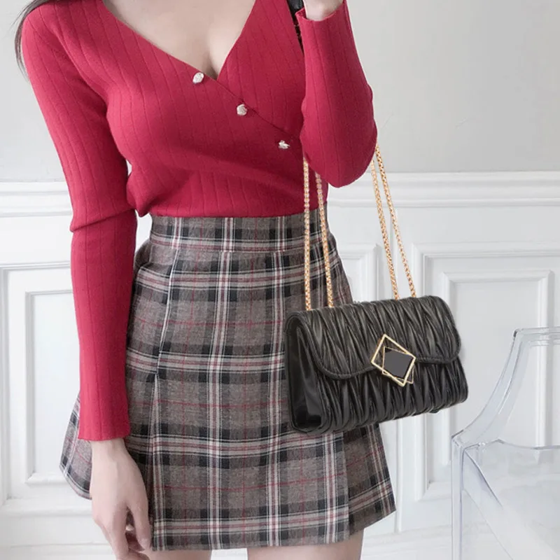 

Small Leather Chain Female Shoulder Bags 2021 Women's Brand Crossbody Purses And Handbags For Women Luxury Designer Handbag