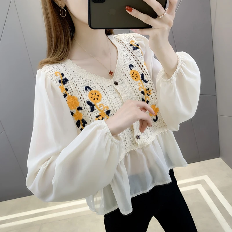 

Номер 200593, 2 ряда на 5 】 кружевные комплекты с воротником с V-образным вырезом, свитер с длинными рукавами 37