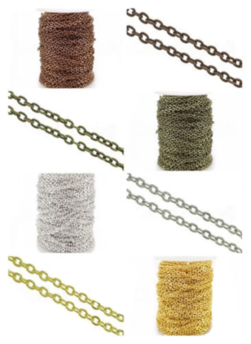 Цепочка для браслета и ожерелья металлическая серебристая золотистая бронзовая