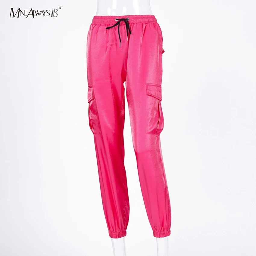 Женские брюки на шнурке Mnealways18 повседневные Черные Брюки-джоггеры с высокой