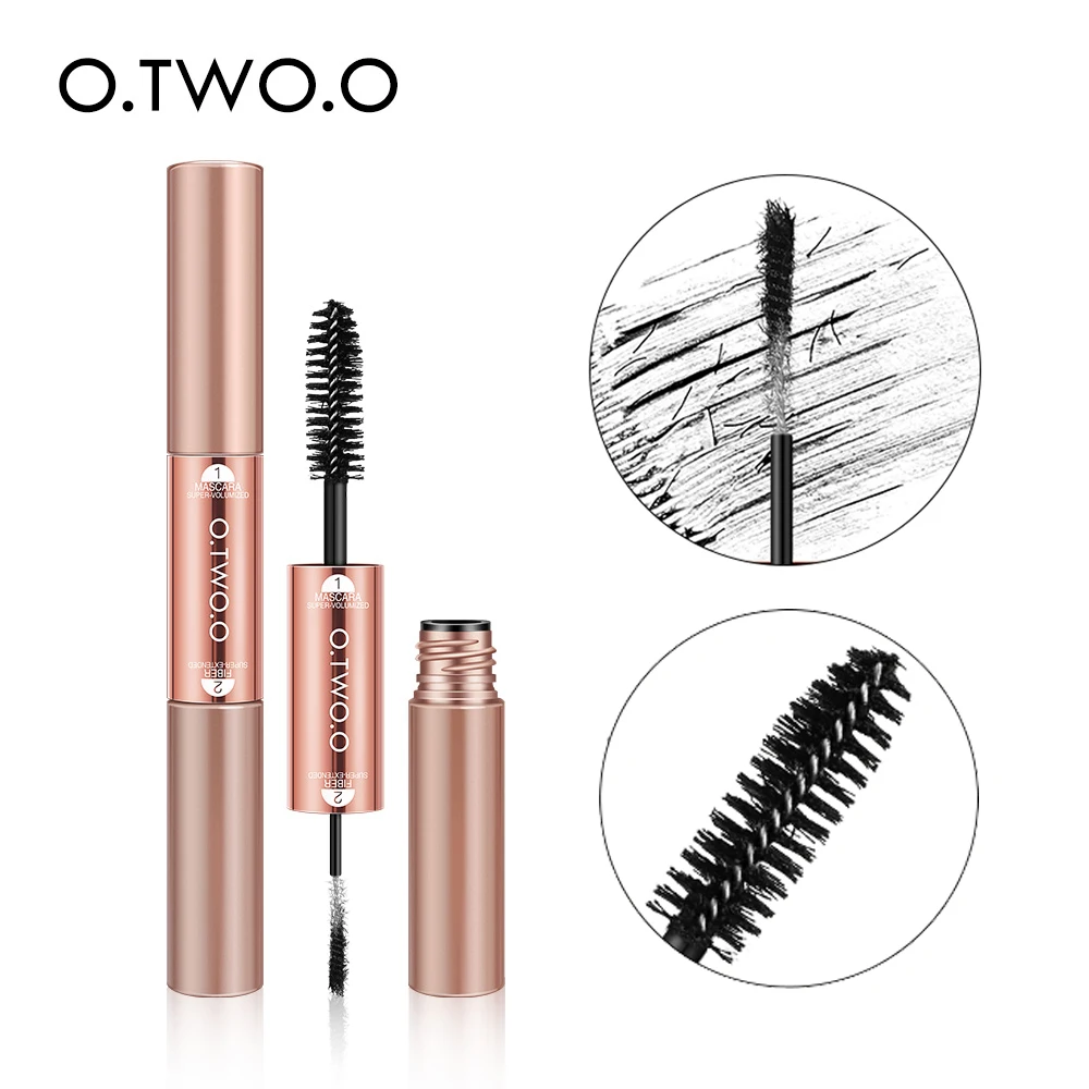 

O.TWO.O 2 In 1 Fiber Mascara Extention Waterproof Long Lasting Curling Eyelashes Without Lumps 4D Eyes Makeup Tool