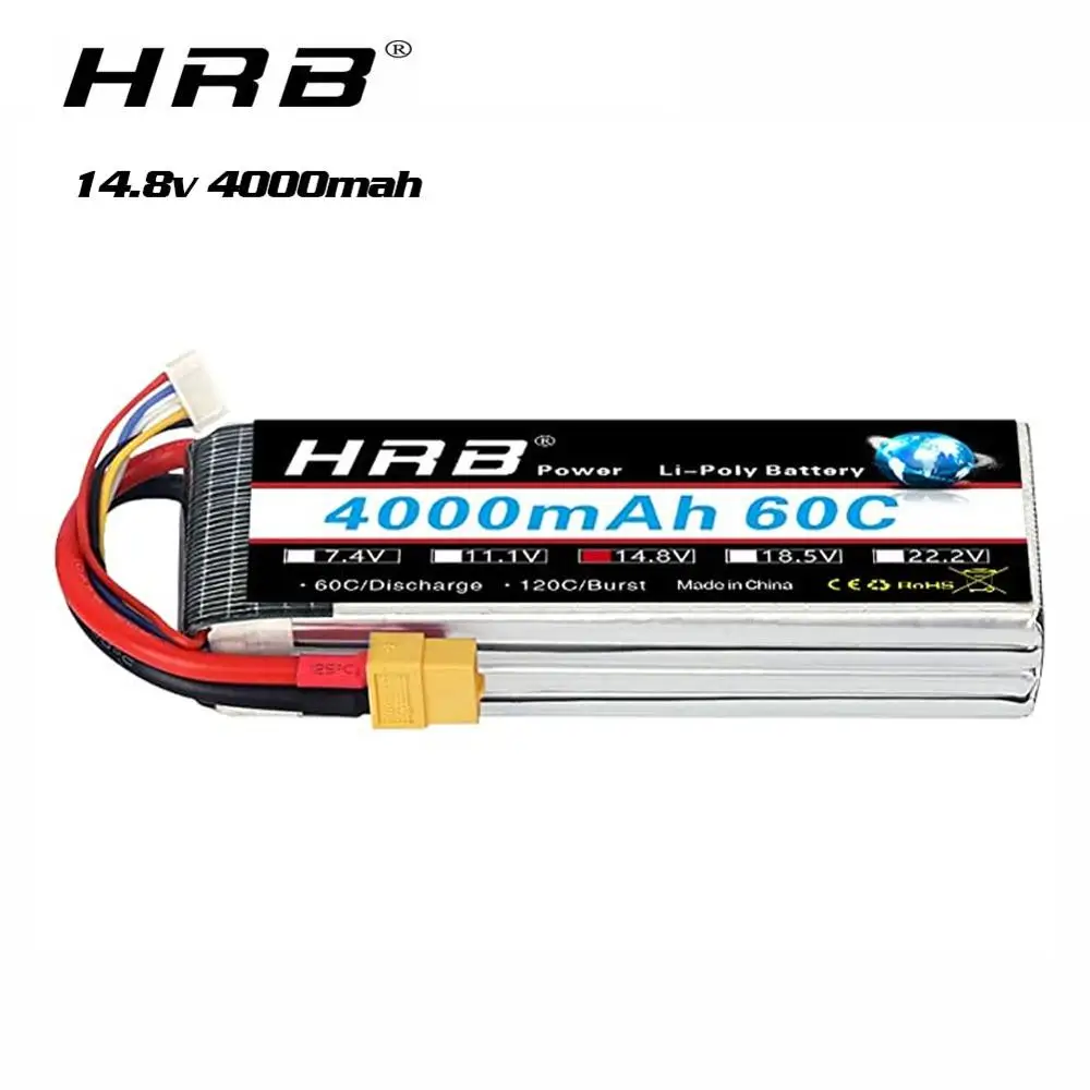 hrb 4s lipo аккумулятор 148 в 4000 мач 60c xt60 разъ