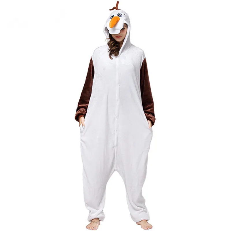 Пижама Кигуруми для взрослых Фланелевая пижама с изображением снеговика Олафа