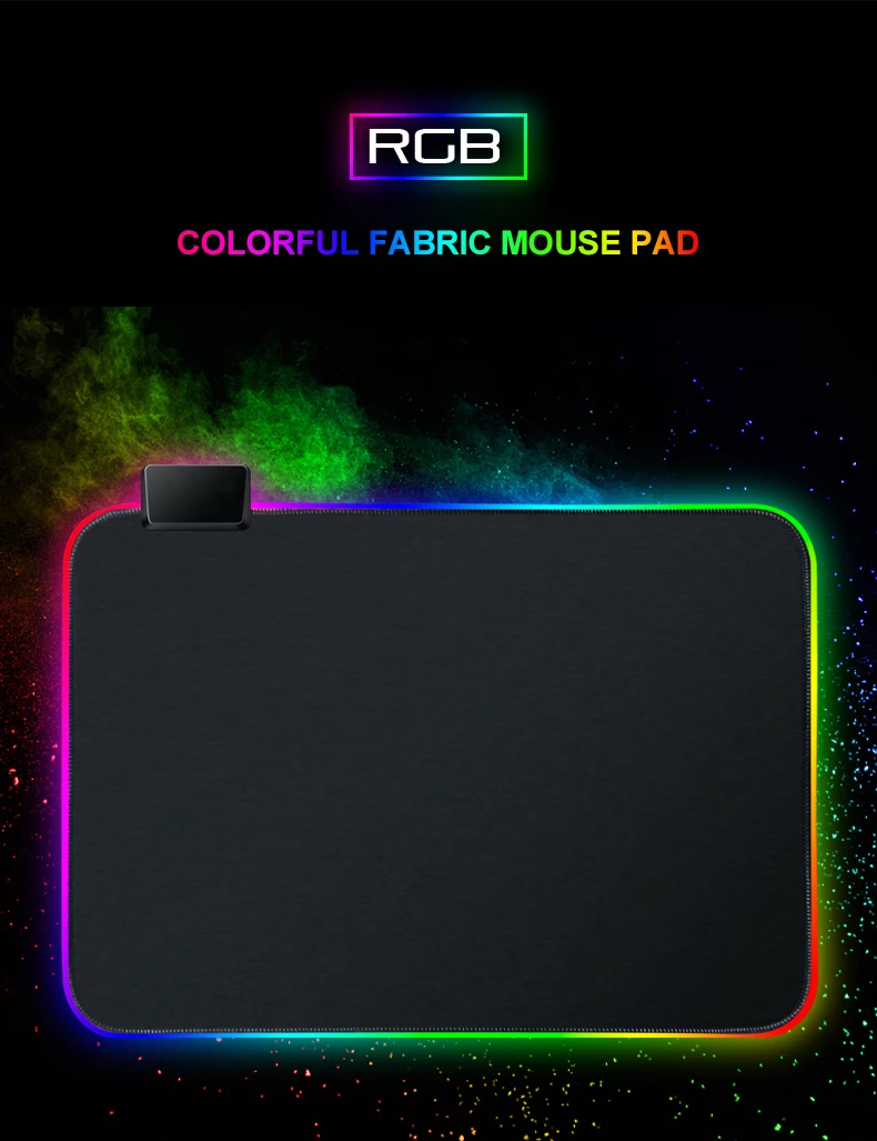 Игровой коврик для мыши с RGB-подсветкой офисный нескользящий светодиодный