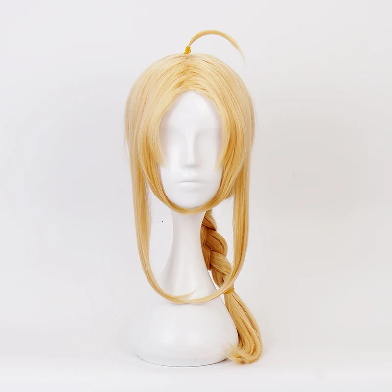 Цельнометаллический парик для косплея Эдварда Элрика золотого цвета из плетеных