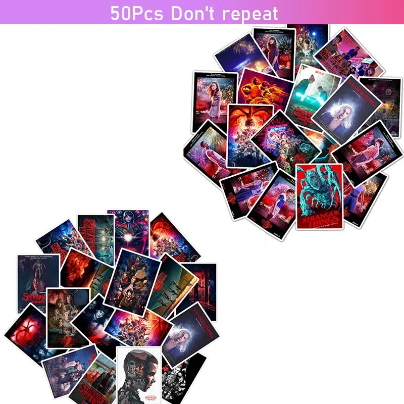 50PCS TZ-17and18 50 шт./лот новые ТВ серии странные вещи 3 наклейки s для ноутбука мотоцикла скейтборда Стикеры для багажа игрушка DIY стикер - Цвет: 50PCS TZ-17and18