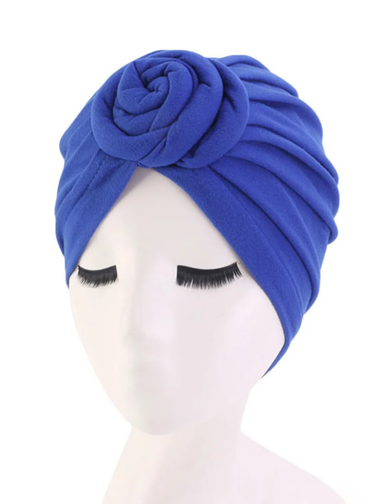 

2021 Hot Female European And American Popular Donut Turban Cap Pure Color Ball Hat Chemotherapy Cap For Spa Bathroom Bonnets 20