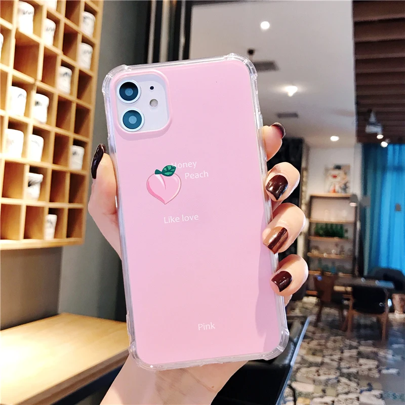 Easybyz для iPhone 11 Pro Max Xs Xr 6 7 8 плюс розовый персик littlegirl и оранжевые узоры softcase чехол