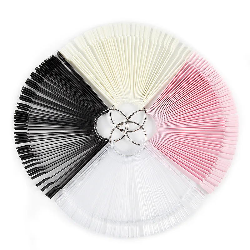 

50 grid transparent skin color fan-shaped nail polish swatches practice nail display board nail tool color card template