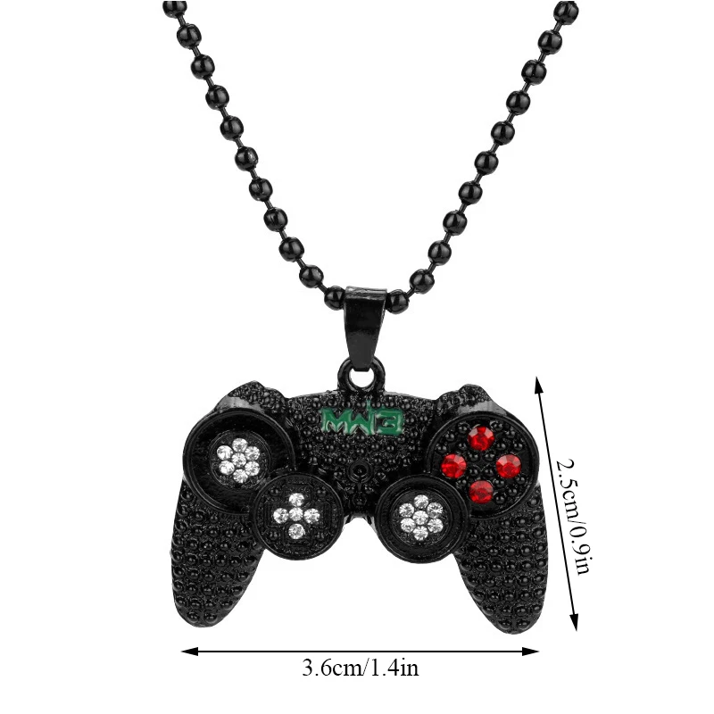 

Street Hip Hop Jewelry Game Console Handle Pendant Necklace Gold Chain Geometry Crystal Full Diamond Necklace Charms Boys Gifts