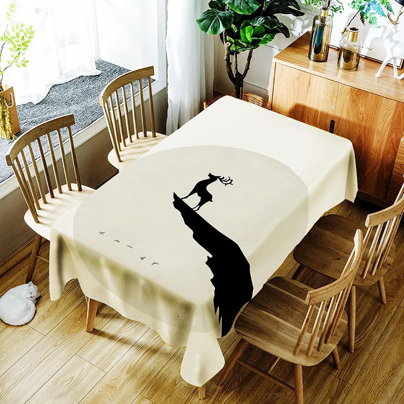 

PVC household decorative deer pattern printing washable tablecloth