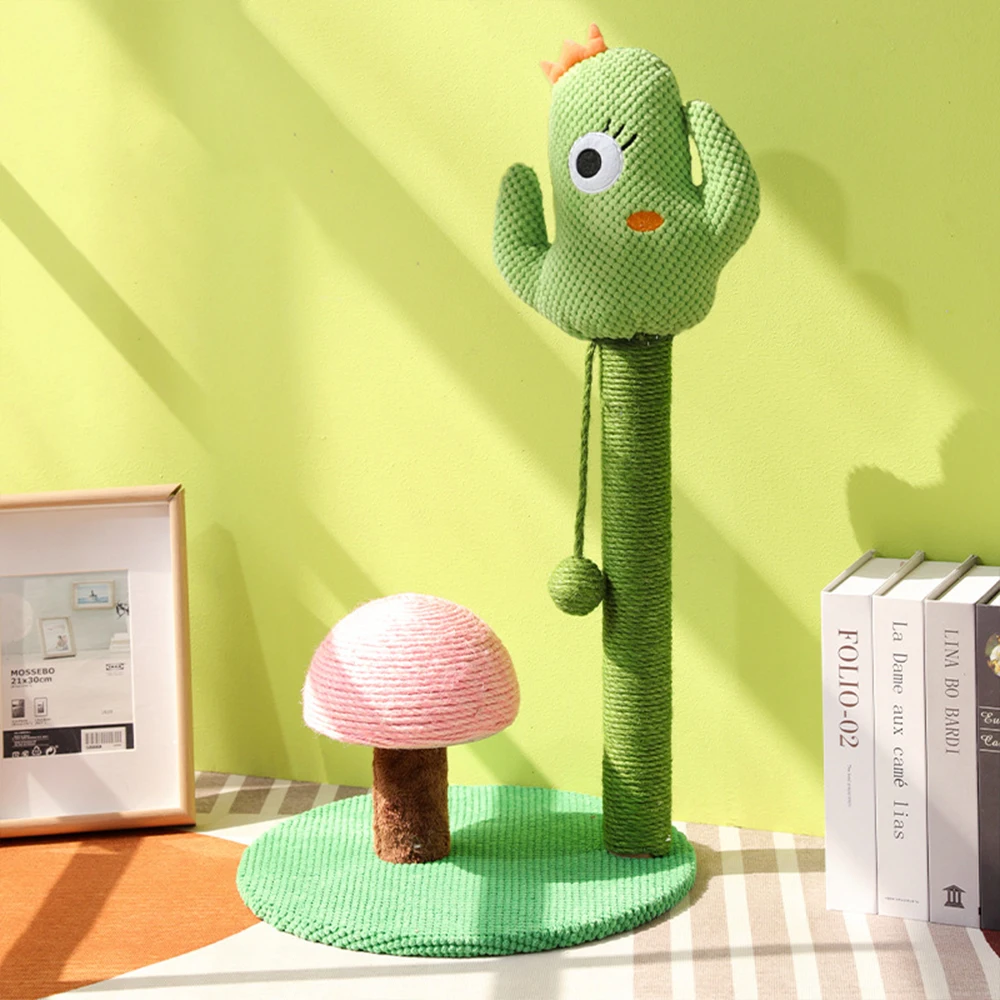 Cactus Style Sisal Cat Scratching Post Climbing Frame Tree Tower Playing Ball Toys Jumping Platform Furniture Pet Products | Дом и сад