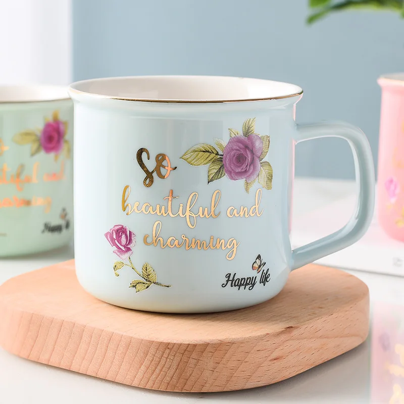 

Креативная Золотая эмалированная Кружка, элегантные минималистичные керамические кружки, пара кофейных чашек, чашки для кофе и молока, руч...