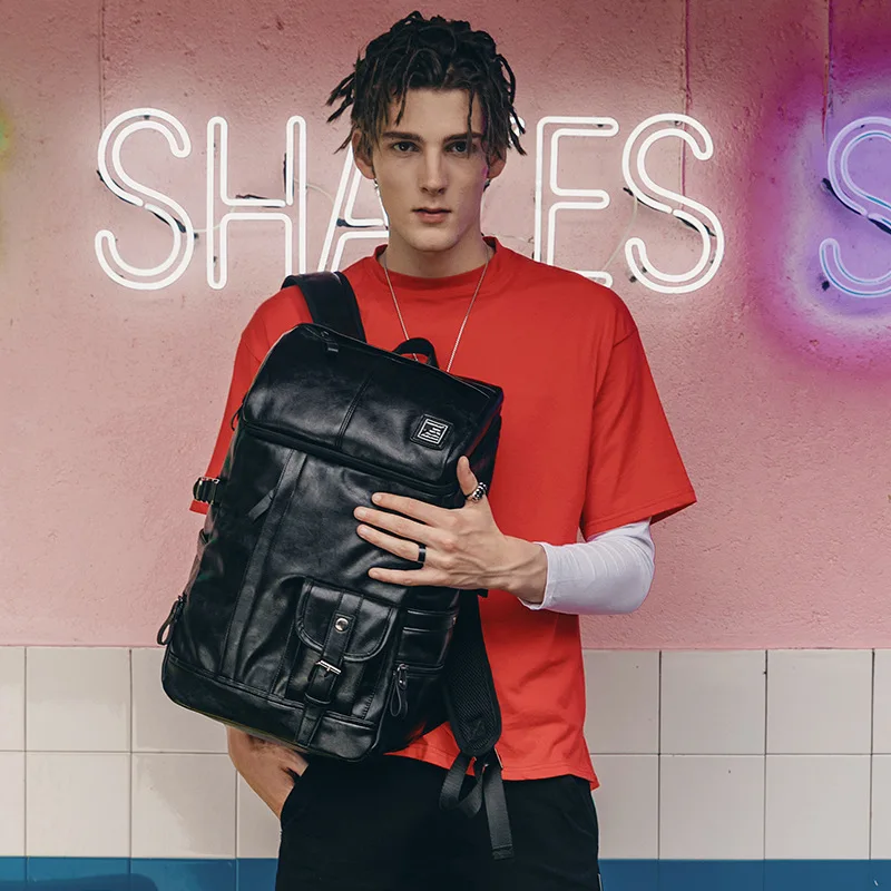 

Рюкзак мужской кожаный школьный, сумка для колледжа, простой дизайн, повседневные дорожные рюкзаки