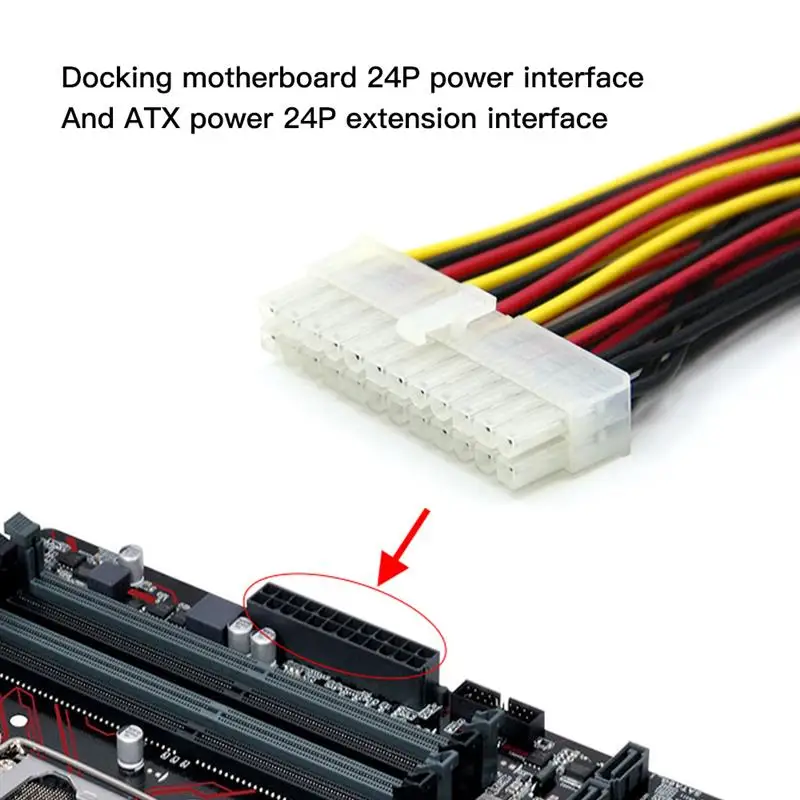 

ATX 20Pin Female To Male 24Pin Adapter Cable Chassis Extension Cable Internal Power Lead Connector Wire
