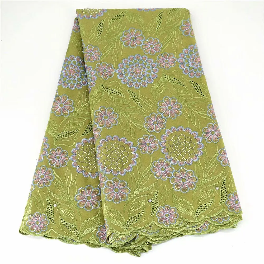 

Green African Cotton Dry Lace Fabric Stones 2020 High Quality Bridal Embroidered Nigerian Swiss Voile Lace In Switzerland Party
