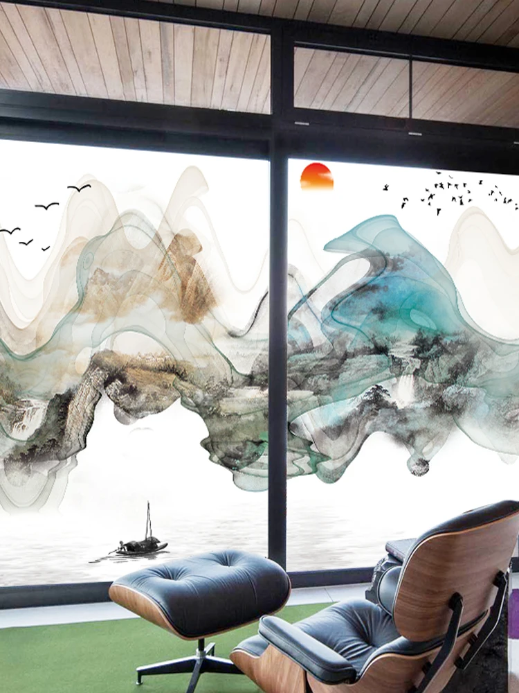 Стеклянная клейкая бумага противоугонная китайская самоклеящаяся пейзажная