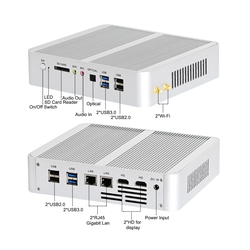Мощный промышленный микрокомпьютер Eglobal 10 дюймов Intel i7-1065G7 SD-карта 8 * USB 2 HDMI