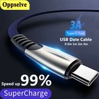 Oppselve USB Type C кабель для Samsung Xiaomi Redmi Note 7 1 м 2 м 3 м Быстрая зарядка Шнур USB-C зарядное устройство мобильный телефон кабель Type-c