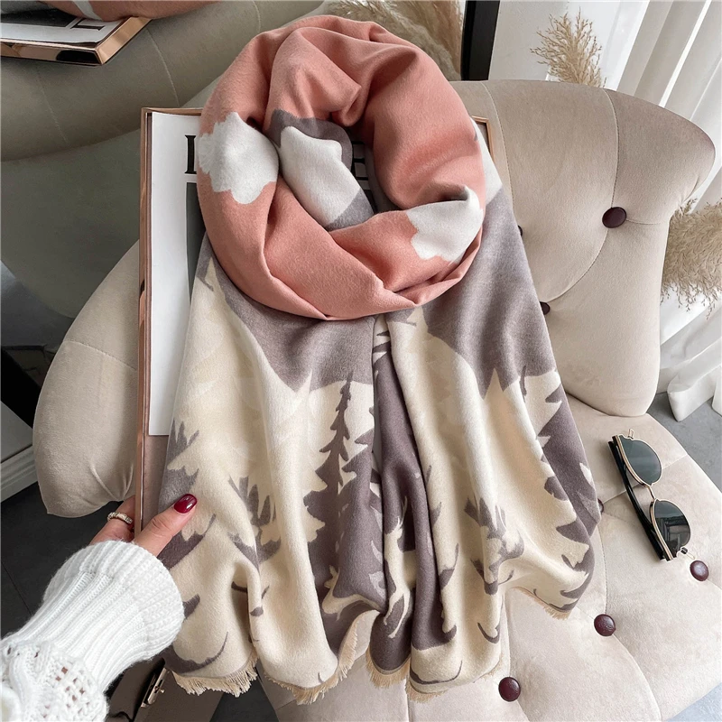 

Winter Cashmere Scarf Women Luxury Brand Hijab Pashmina Warm 180*65cm Shawls Wraps Lady Thick Blanket Scarves Bufanda Female