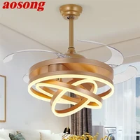 aosong ceiling fan light without blade lamp remote control modern creative gold for home living room 120v 240v