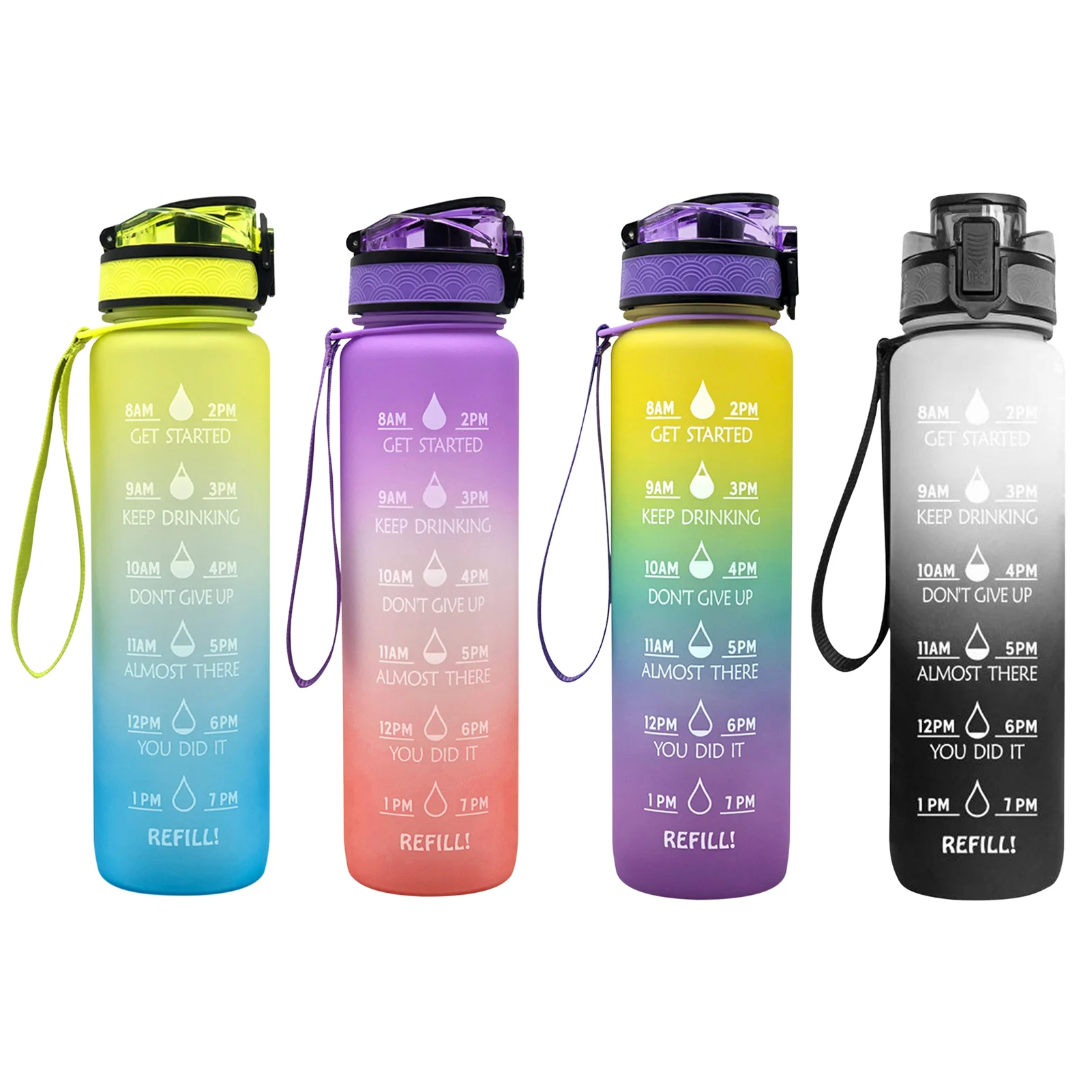 

1L Plastic Water Bottle Tritan Frosted Gradient Sports Bike Outdoor Bottle