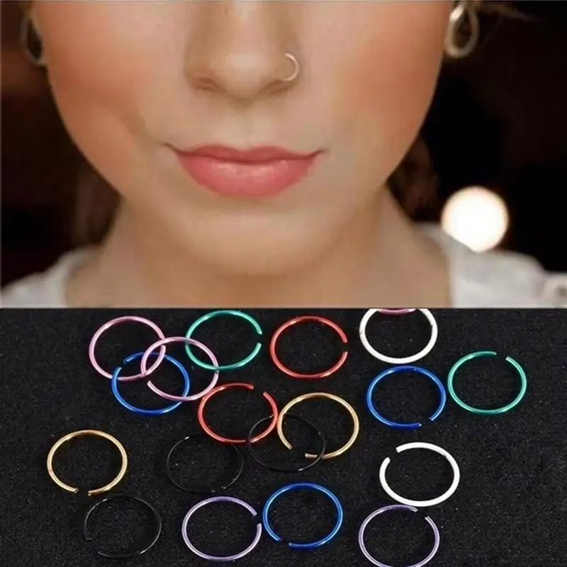 

20/40/100 Pc Fashion Fake Nose Ring Septum Ring Hoop Cartilage Helix Small Piercing Nose Ring for Women Accessories