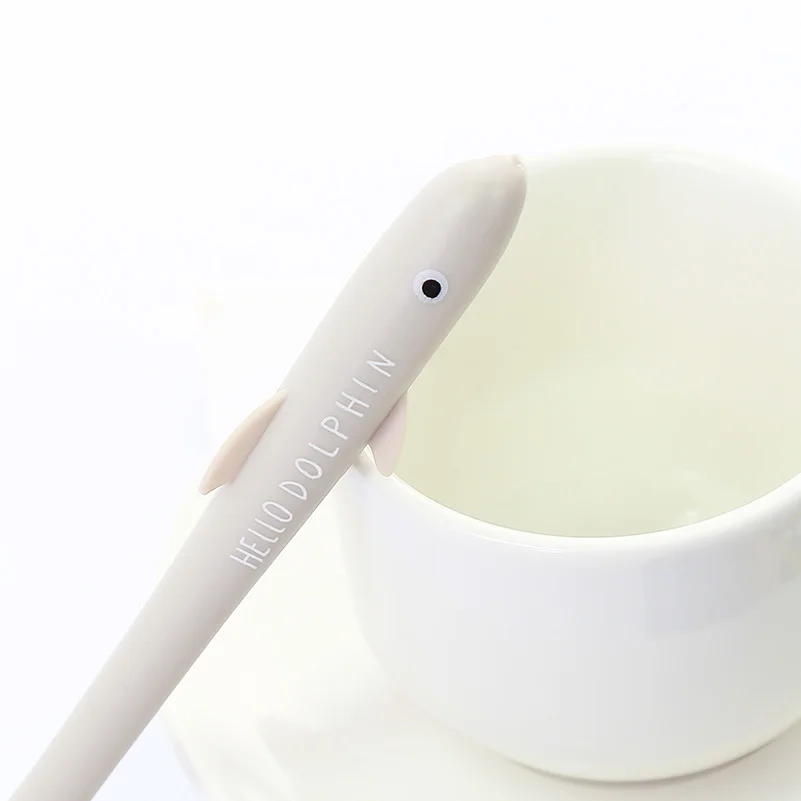 Grey 1 шт. гелевая ручка с милым дельфином в Корейском стиле, Kawaii, школьные вещи с героями мультфильмов, креативная Акула, студенческие чернильные ручки, красивые офисные стационарные - Цвет: Grey