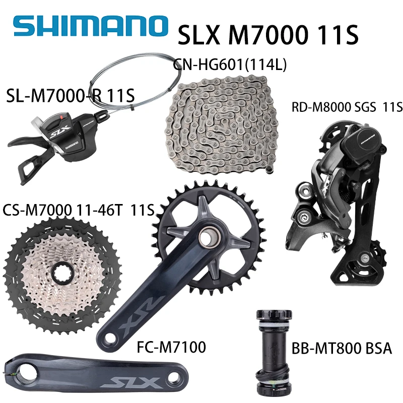 

SHIMANO DEORE XT M8000 SLX M7000 11v 11Speed Groupset RD/SL/CS/CN/FC/BB Rear Derailleur SGS Shifter M7000 Cassette 42T/46T MTB