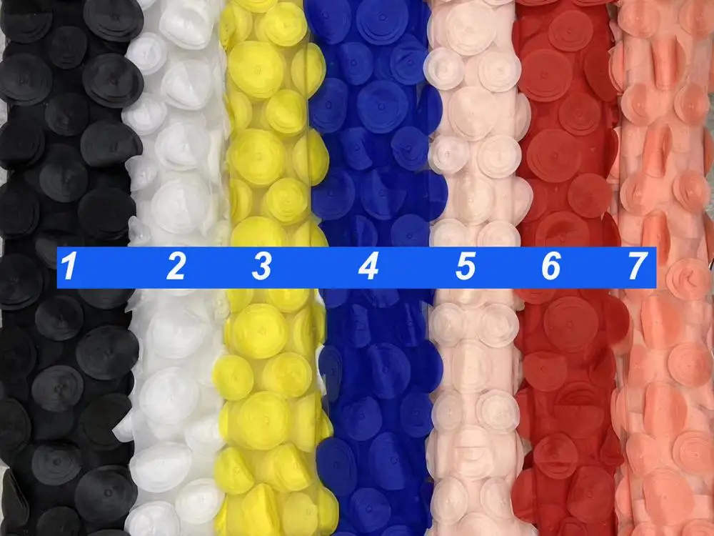 

(5yards/pc) High quality African 3D net lace red French lace fabric appliqued with round petals for party dress FJY287