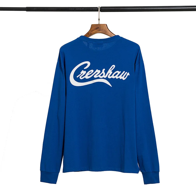 

Double line fog high street simple loose T-shirt Street hip hop over size letter Print Long Sleeve T men and women