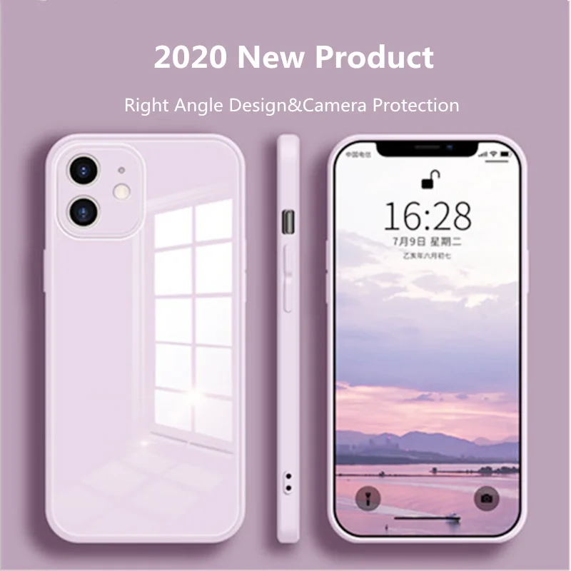 

Liquid Glass Case For iPhone 13 12 mini 11 Pro XS Max X XR 6 7 8 Plus SE2 Scratch-Resistant Colorful Back Cover Protective Cases