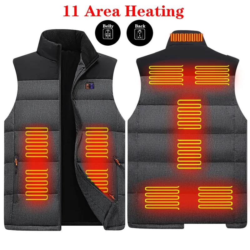 

2021 11 Heated Vest Jacket Graphene Men Women Coat Clothes Intelligent Electric Heating Thermal Warm Clothes Winter Heated Hunt