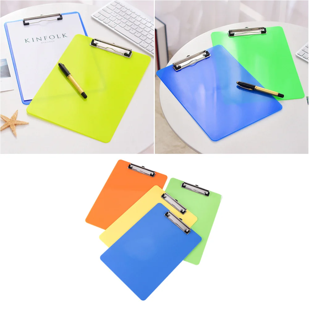 

4pcs Colorful Writing Pad A4 Board Folder Clip Board Clipboards for Officer (Random Color)