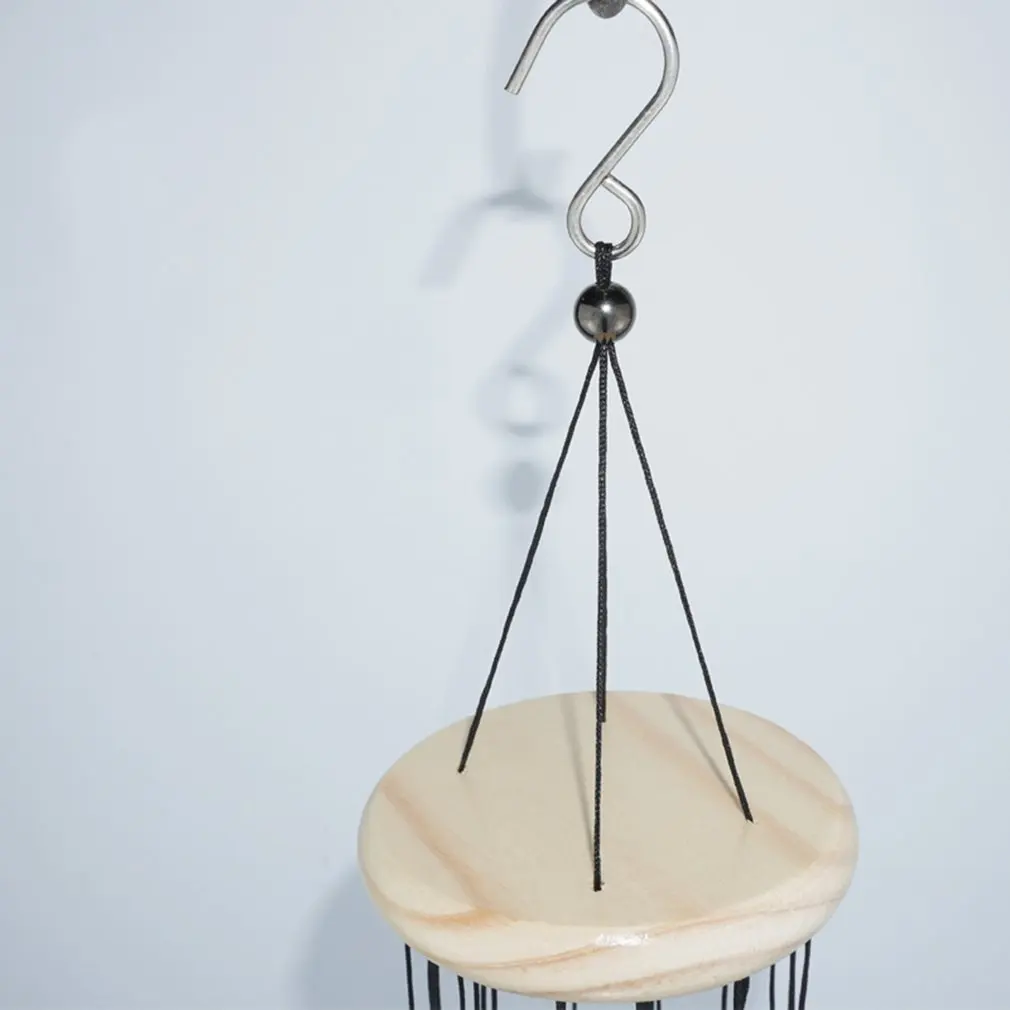 

18 Inch Solid Wood Rotating Metal Wind Chime With Arc Hanger Hook And Smooth Incision Round And Thick Aluminum Tube