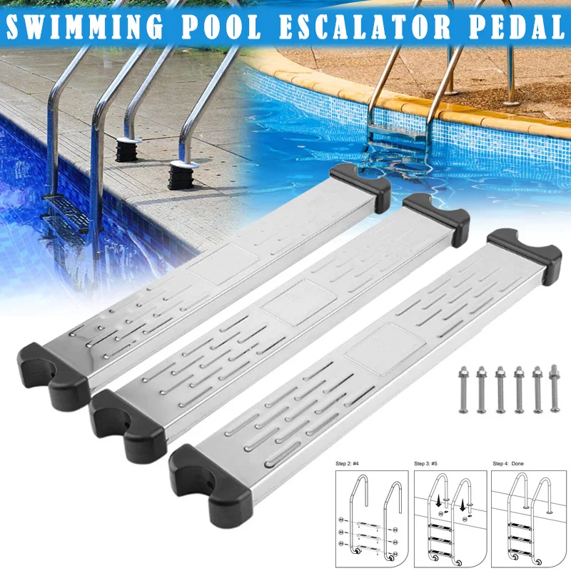 

Stable Firm fixation Stainless Steel Pool Ladder Pedal Non Slip Replacement Durable Pool Accessories Easy Installation TSL3