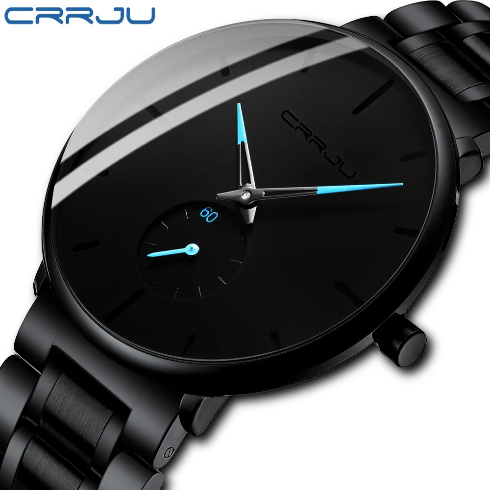 

CRRJU New Minimalist Men's Watch Top Brand Luxury Fashion Stainless Steel Waterproof Wrist watch Sports Casual Man Quartz Clock