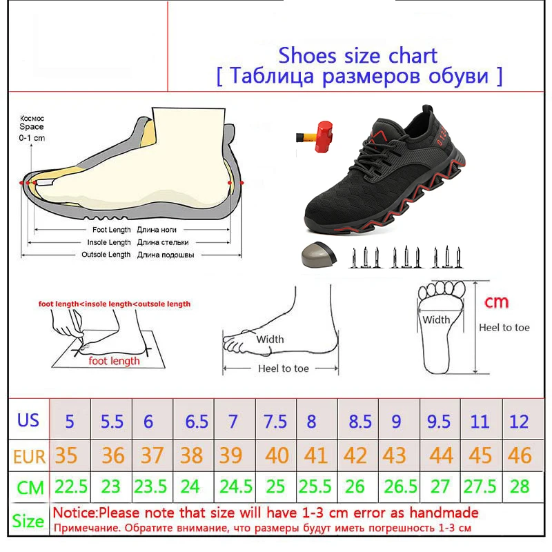 

Dropshipping Steel Toe Safety Shoes Men Lightweight Anti-Crush Working Unisex Breathable Wear-resisting Sneakers Both Men And Wo