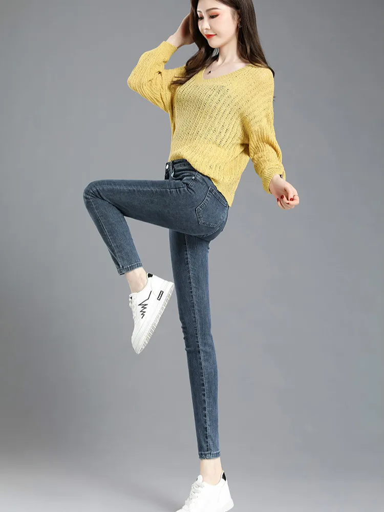 

Autumn High Waist Pencil Pants Skinny Stretchy Denim Jeans for Women
