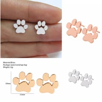 footprints earring for women simple fashion pets girls gift unique jewelry accessories animal paw bohemia cute rose gold studs